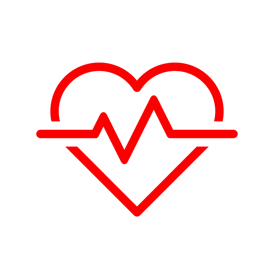 Illustration of a heart with heartbeat line